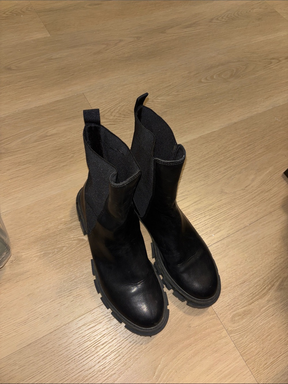 stradivarius Black Chelsea Lug Boots